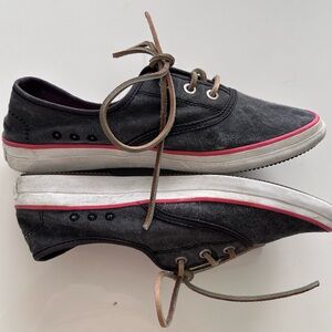 Columbia Crankbait Boat Shoes Sneakers Washed Gray Canvas Removeable insole Sz 8